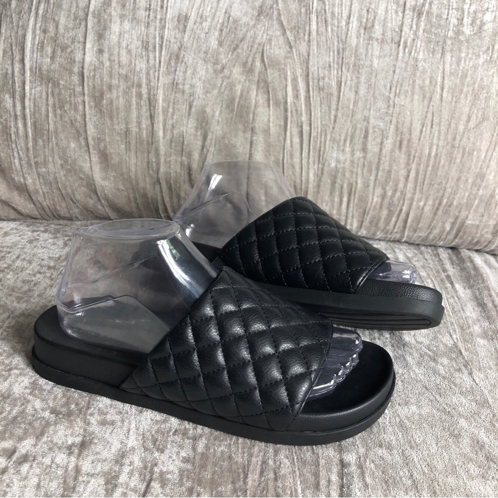 mercer & madison Black Quilted Slide Sandals